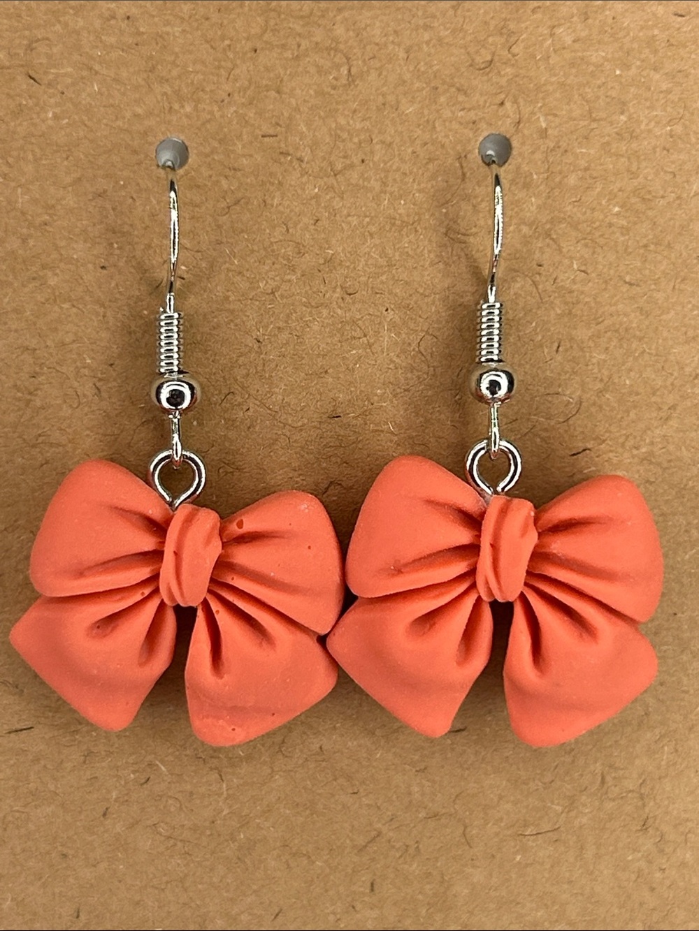 Coral Bow Dangle Earrings Fashion Jewelry